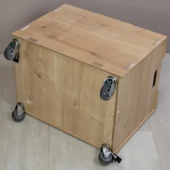 Personalisierte Rollbox aus Holz von clipfritz - Bunte Bausteinwelt | Kinder-Spielzeugkiste mit Name