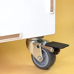 Personalisierte Rollbox aus Holz von clipfritz - Bunte Bausteinwelt | Kinder-Spielzeugkiste mit Name