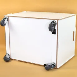Personalisierte Rollbox aus Holz von clipfritz - Spielzeugkiste mit Weltraum Motiv & Name für Jungen