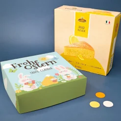 Personalisierter Osterkuchen mit Name in Geschenkbox - Frohe Ostern | Zitrone, Vanille oder Schoko