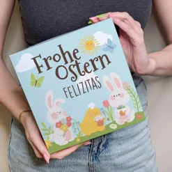 Personalisierter Osterkuchen mit Name in Geschenkbox - Frohe Ostern | Zitrone, Vanille oder Schoko