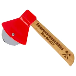 Personalisierter Pizzaschneider als Feuerwehr Axt mit Gravur | Lustiges Geschenk für die Küche