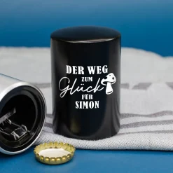 Personalisierter Push-Up Flaschenöffner 'Der Weg zum Glück' mit Name | Geschenk für Männer & Vatertag