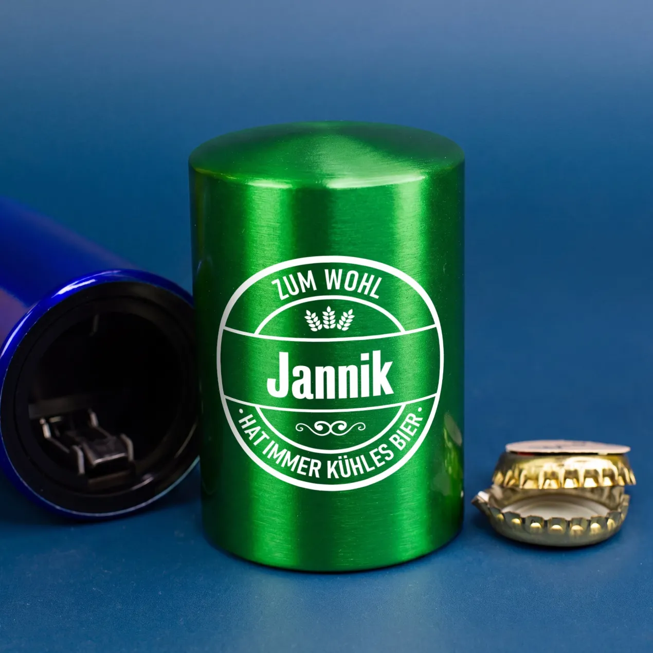 Personalisierter Push-Up Flaschenöffner mit Name & Biermotiv | Geschenk für Männer & Vatertag