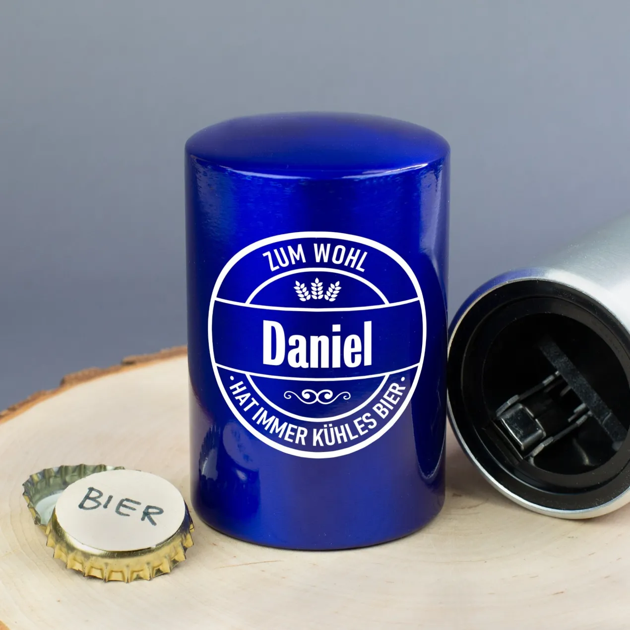 Personalisierter Push-Up Flaschenöffner mit Name & Biermotiv | Geschenk für Männer & Vatertag