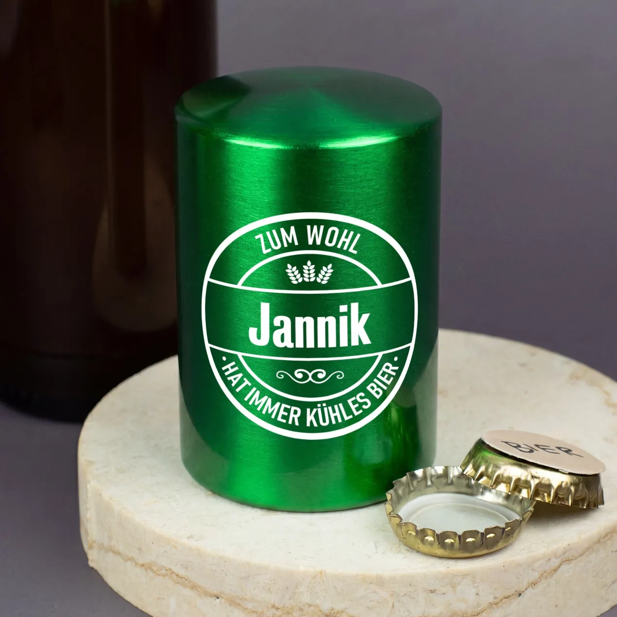 Personalisierter Push-Up Flaschenöffner mit Name & Biermotiv | Geschenk für Männer & Vatertag