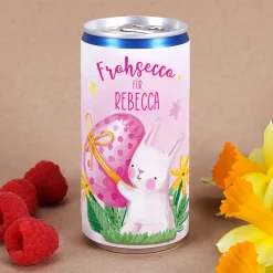 Personalisierter Secco 'Frohsecco für' mit Name zu Ostern | 200 ml Perlwein im Aquarell-Hasen-Design