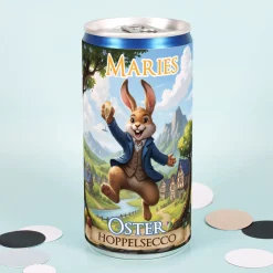 Personalisierter Secco 'Oster Hoppelsecco' mit Name | Oster Secco-Dose mit Hase - Geschenk zu Ostern