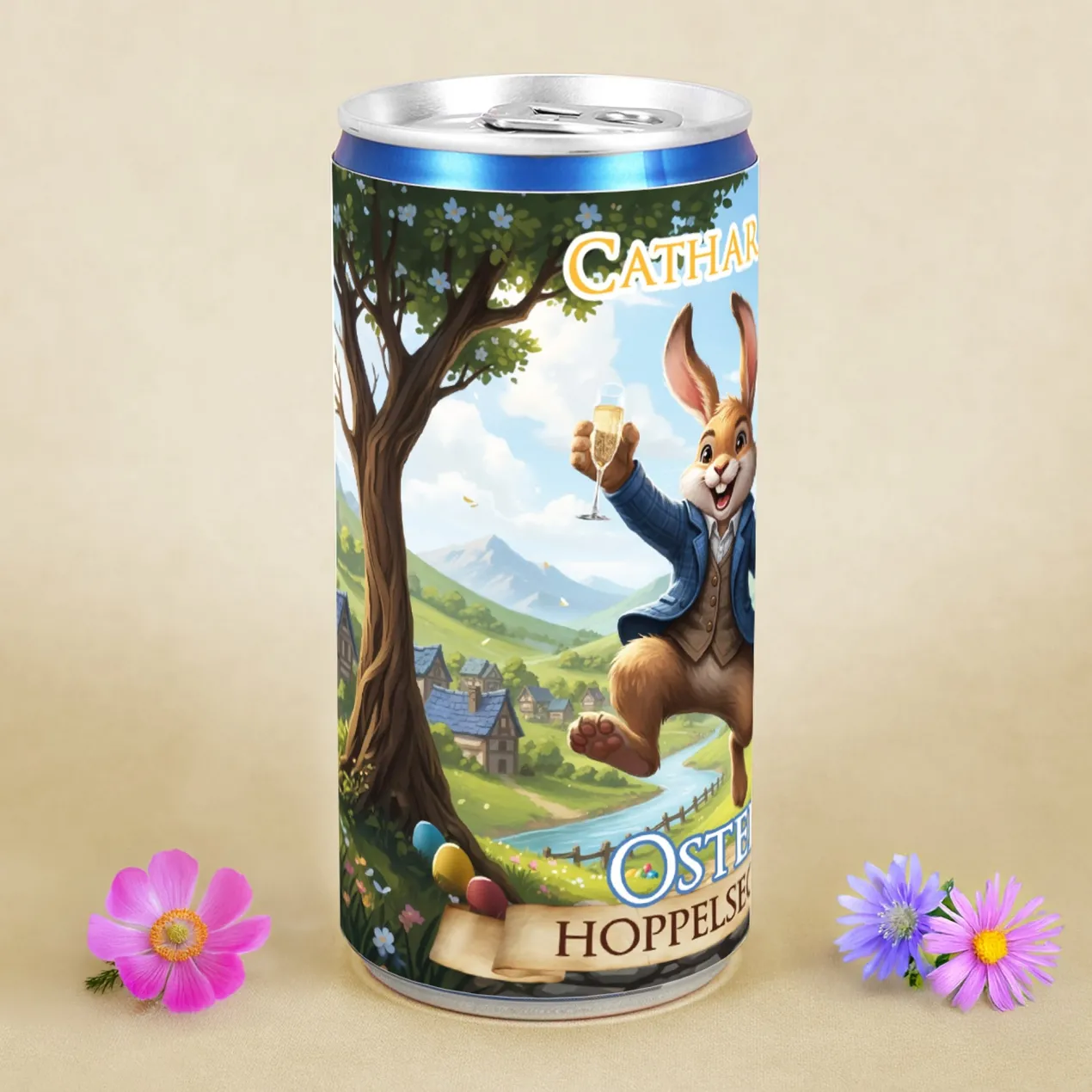 Personalisierter Secco 'Oster Hoppelsecco' mit Name | Oster Secco-Dose mit Hase - Geschenk zu Ostern