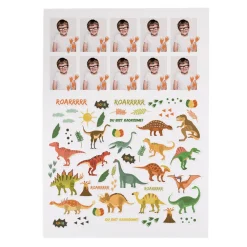 Personalisierter Stickerbogen mit Dino-Motiven & 10 Fotos | Aufkleber für Schule, Kita, Freundebuch