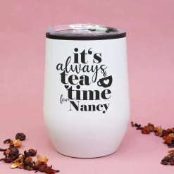 Personalisierter Thermobecher 'Tea Time' mit Name in 2 Farben | Geschenk für Frauen & Teeliebhaber