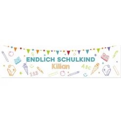 Personalisierter Tischläufer zur Einschulung mit Name | Endlich Schulkind | 2 Größen