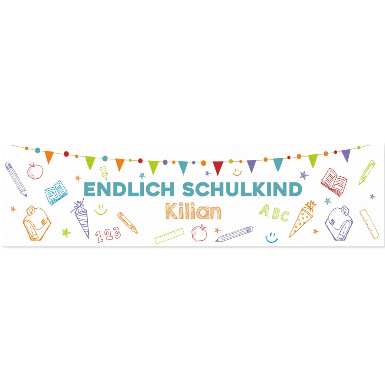 Personalisierter Tischläufer zur Einschulung mit Name | Endlich Schulkind | 2 Größen