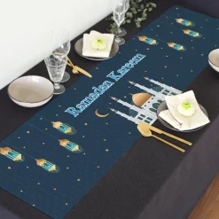 Personalisierter Tischläufer zu Ramadan & Zuckerfest | Tischdekoration für Eid al-Fitr | 2 Größen