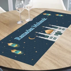 Personalisierter Tischläufer zu Ramadan & Zuckerfest | Tischdekoration für Eid al-Fitr | 2 Größen