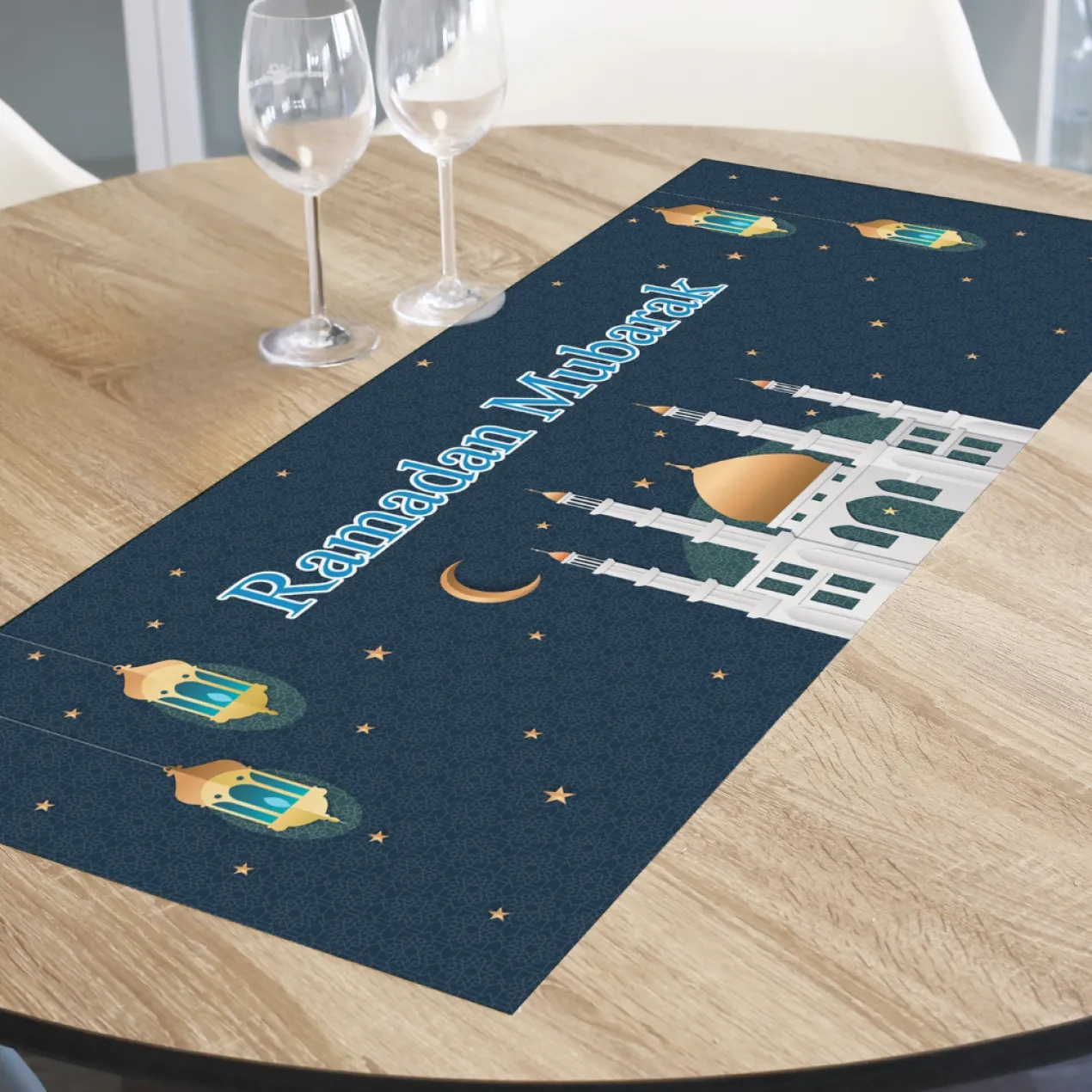 Personalisierter Tischläufer zu Ramadan & Zuckerfest | Tischdekoration für Eid al-Fitr | 2 Größen