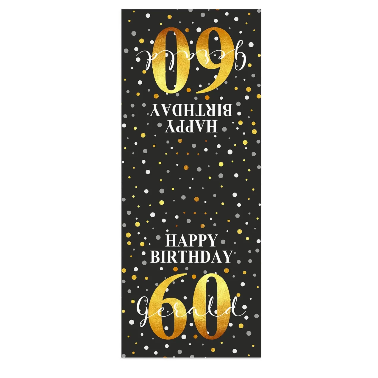 Personalisierter Tischläufer zum Geburtstag mit Name & Alter in Schwarz | Zwei Längen | Konfetti Motiv