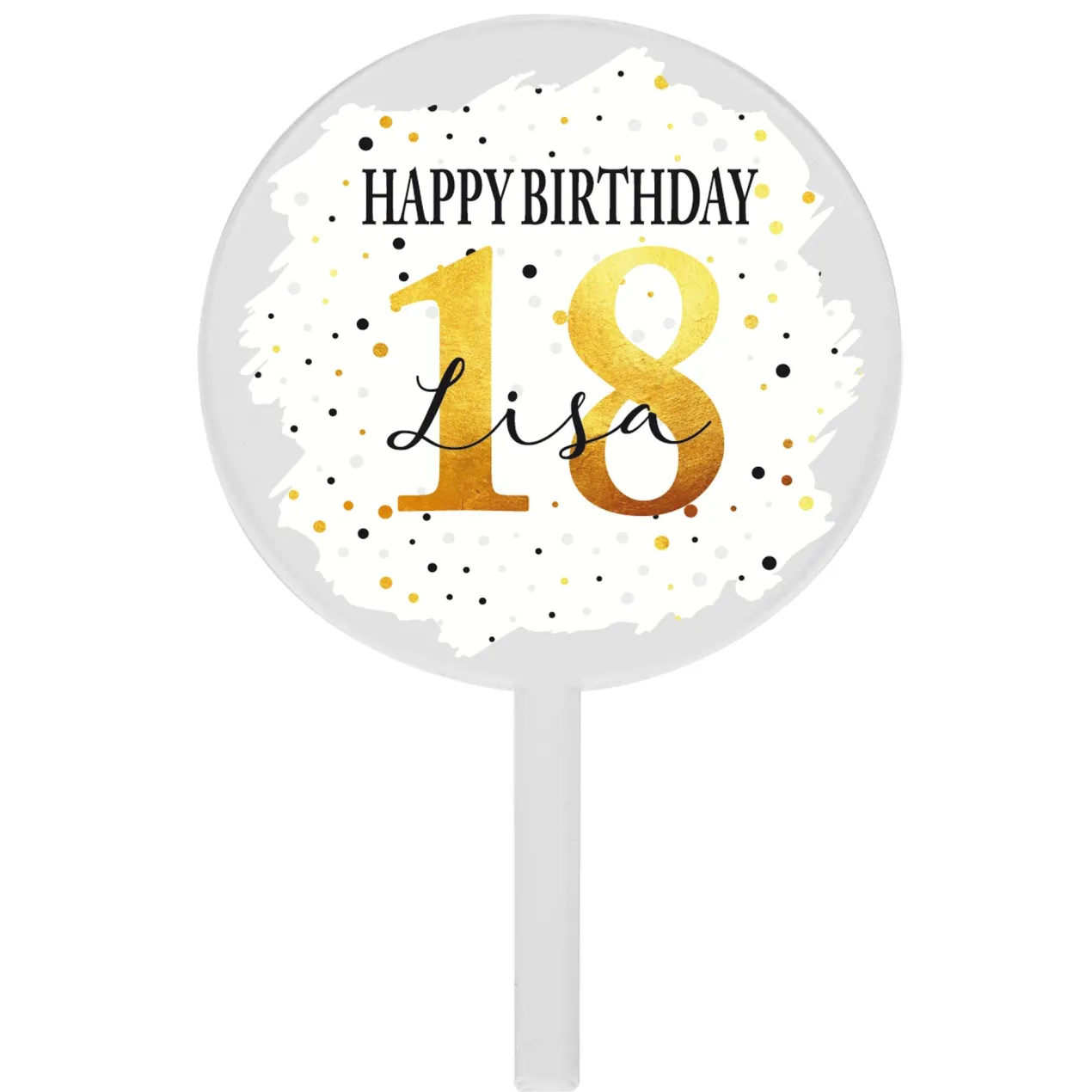 Personalisierter Tortentopper zum Geburtstag mit Name & Alter | Happy Birthday Caketopper aus Acryl