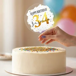 Personalisierter Tortentopper zum Geburtstag mit Name & Alter | Happy Birthday Caketopper aus Acryl