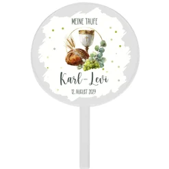 Personalisierter Tortentopper zur Taufe, Kommunion und Konfirmation | Caketopper mit Brot & Kelch