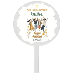 Personalisierter Tortentopper zur Kommunion – Ihr seid meine Freunde | Caketopper für religiöse Feiern