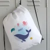 Personalisierter Turnbeutel mit Wal-Motiv | Sportbeutel mit Name für Kita, Schule & Schwimmen