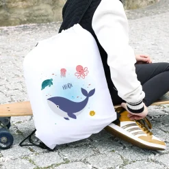 Personalisierter Turnbeutel mit Wal-Motiv | Sportbeutel mit Name für Kita, Schule & Schwimmen