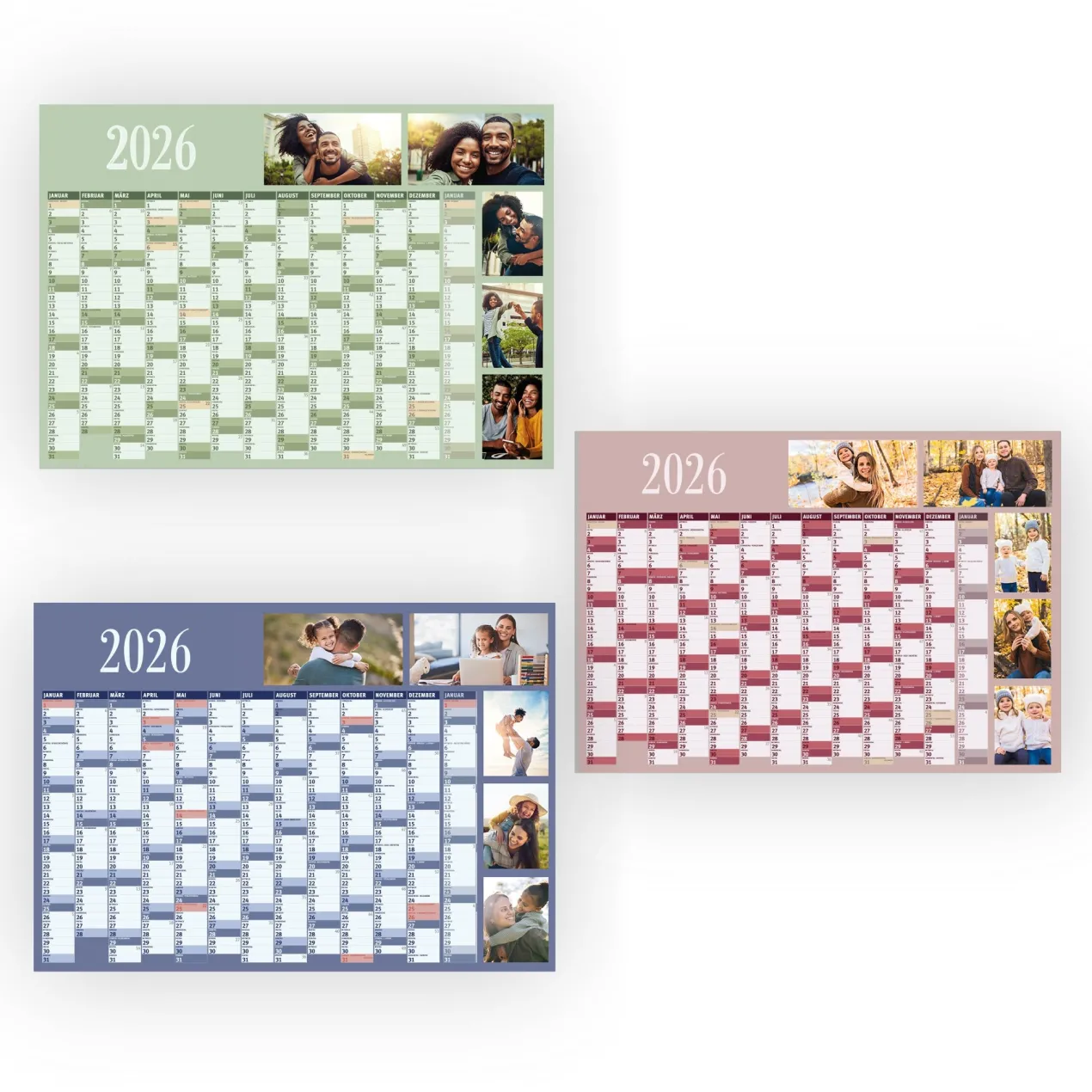 Personalisierter Wandkalender 2026 mit eigenen Bildern | Format A0 | 3 Farben zur Auswahl
