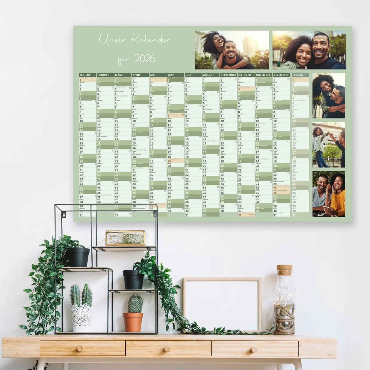 Personalisierter Wandkalender 2026 mit eigenen Bildern | Format A0 | 3 Farben zur Auswahl