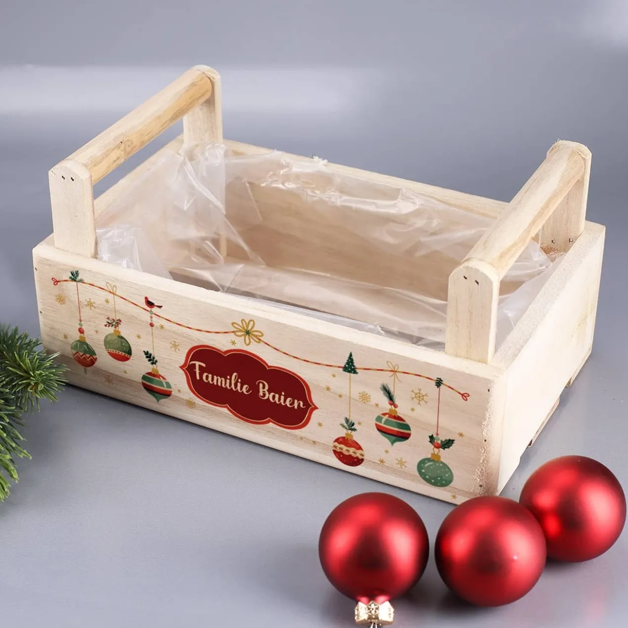 Personalisierter Weihnachtskorb mit Name bedruckt