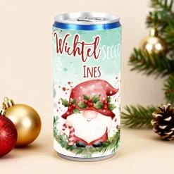 Personalisierter Wichtel Secco in der Dose mit Name | Weihnachtsgeschenk mit Wichtelmotiv