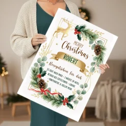 Personalisierter XXL Weihnachtsgutschein mit Name und Wunschtext | Extra große DIY-Klappkarte 50×70cm