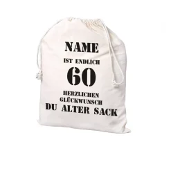 personalisierter Zuziehbeutel zum 60. Geburtstag des alten Sacks
