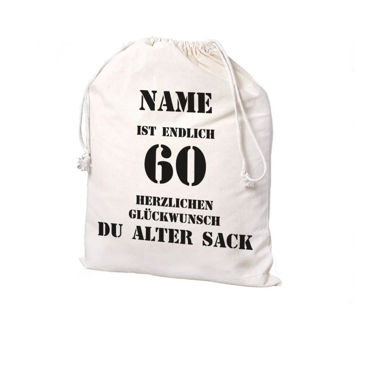personalisierter Zuziehbeutel zum 60. Geburtstag des alten Sacks