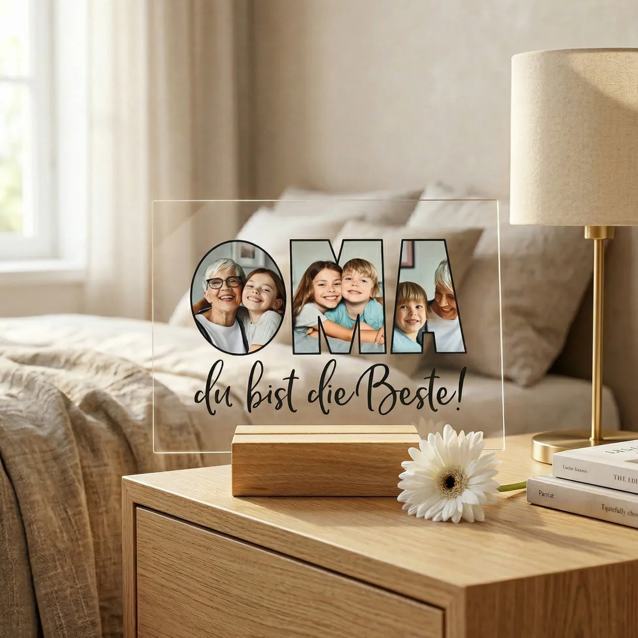 Personalisiertes Acrylbild mit 3 eigenen Fotos | Acrylglas als Geschenk für die beste Oma
