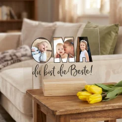 Personalisiertes Acrylbild mit 3 eigenen Fotos | Acrylglas als Geschenk für die beste Oma