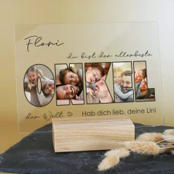 Personalisiertes Acrylglas mit 5 Fotos, Name & Text | Geschenk für den besten Onkel