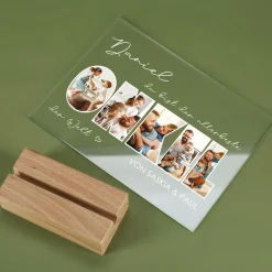 Personalisiertes Acrylglas mit 5 Fotos, Name & Text | Geschenk für den besten Onkel