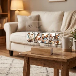 Personalisiertes Acrylglas mit 5 Fotos, Name & Text | Geschenk für den besten Onkel