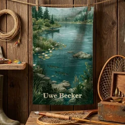 Personalisiertes Angler Handtuch mit Motivauswahl | Geschenk für Fischer | 3 Größen