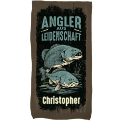 Personalisiertes Angler Handtuch mit Motivauswahl | Geschenk für Fischer | 3 Größen