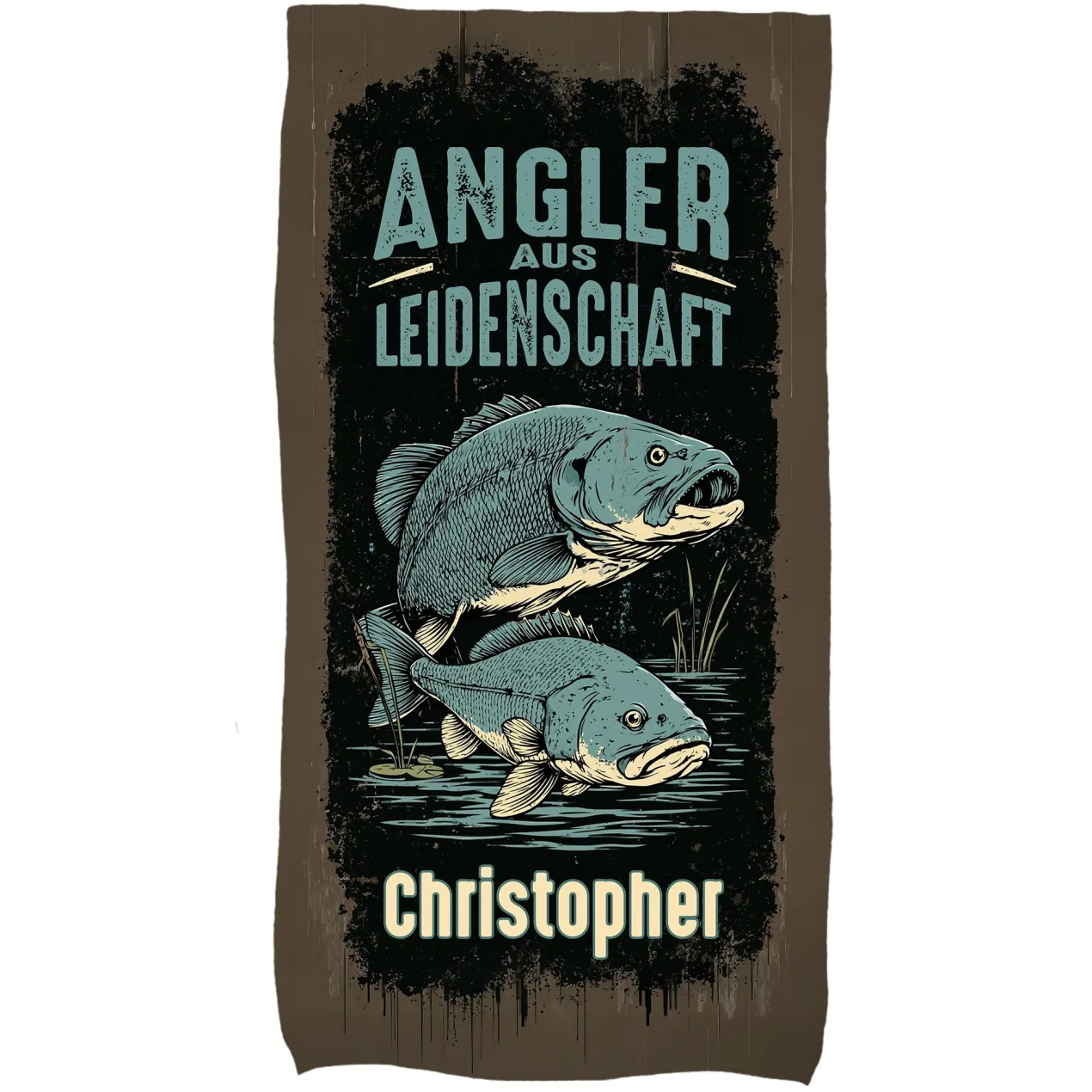 Personalisiertes Angler Handtuch mit Motivauswahl | Geschenk für Fischer | 3 Größen
