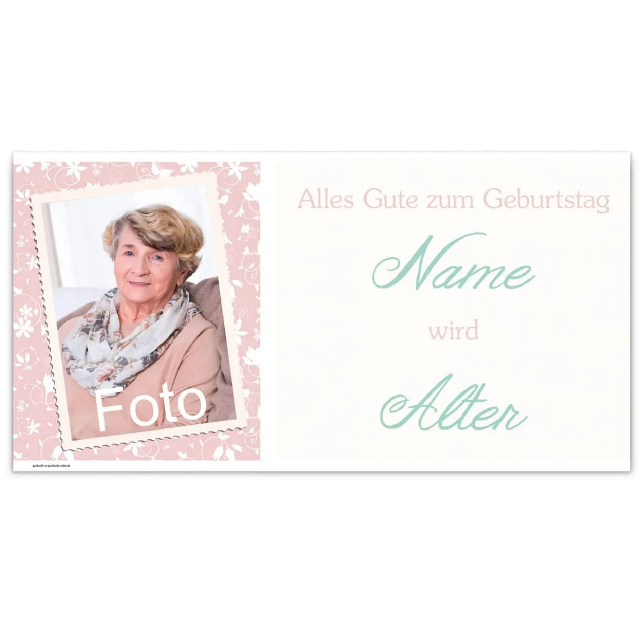 Personalisiertes Banner zum Geburtstag mit Foto, Name und Alter