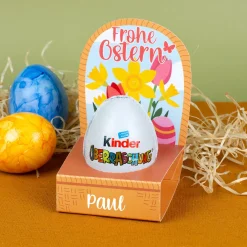 Personalisiertes Überraschungsei in Geschenkverpackung mit Name | Osterkörbchen mit Blumen Motiv