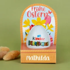 Personalisiertes Überraschungsei in Geschenkverpackung mit Name | Osterkörbchen mit Blumen Motiv