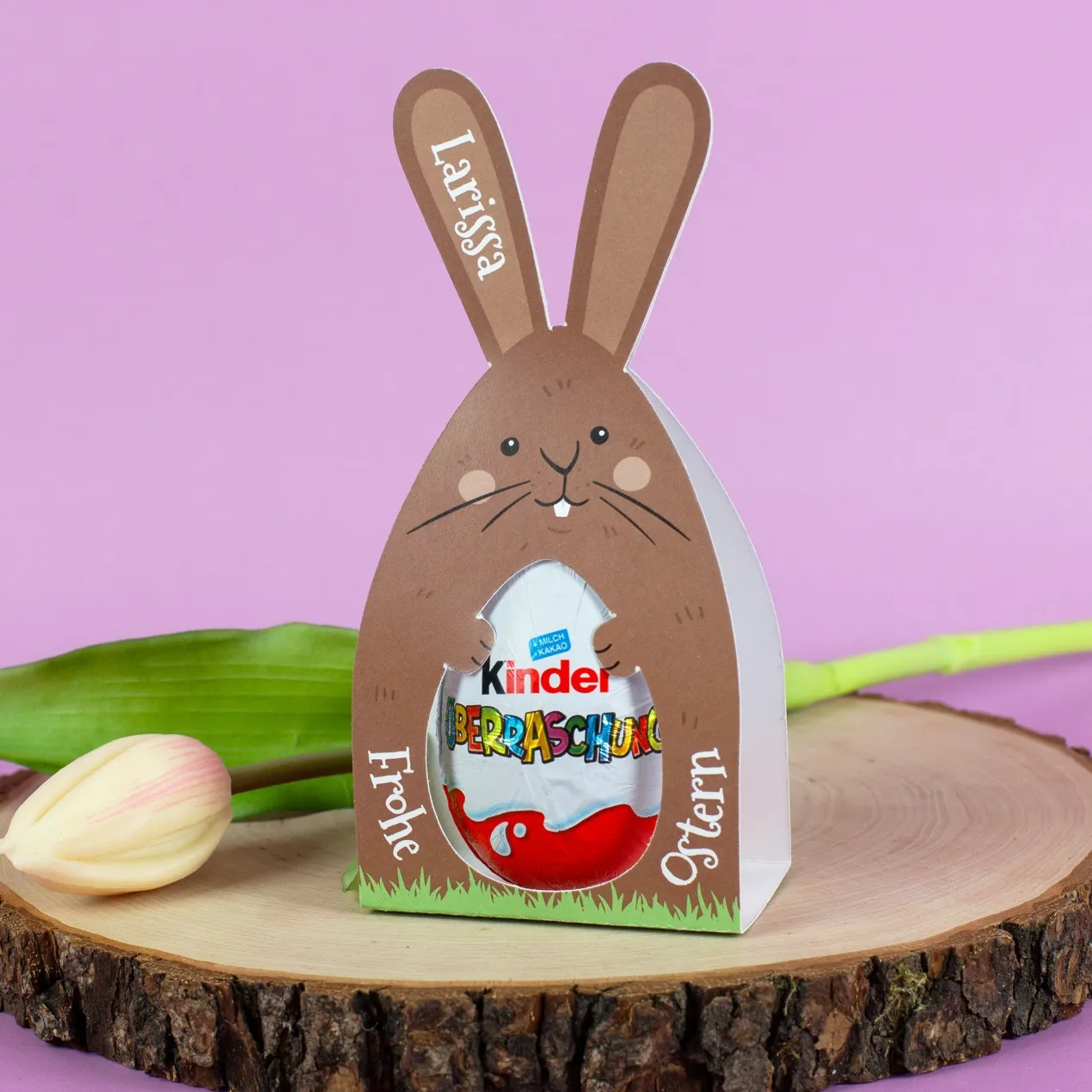 Personalisiertes Überraschungsei mit Name | Schoko-Ei zu Ostern in Hase oder Huhn Verpackung