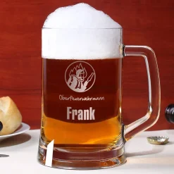 Personalisiertes Bierglas für Feuerwehrmänner