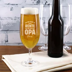 Personalisiertes Bierglas zur Rente "ich bin Vollzeit Opa" mit Name