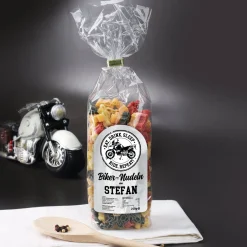 Personalisiertes Biker Geschenkset mit Bier, Glas, Nudeln | Gefüllter Geschenkkorb für Motorradfahrer