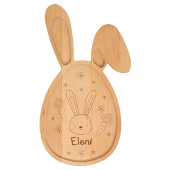 Personalisiertes Brettchen in Hasen-Form für Kinder | Buchenholz | Hasenbrett mit Gravur